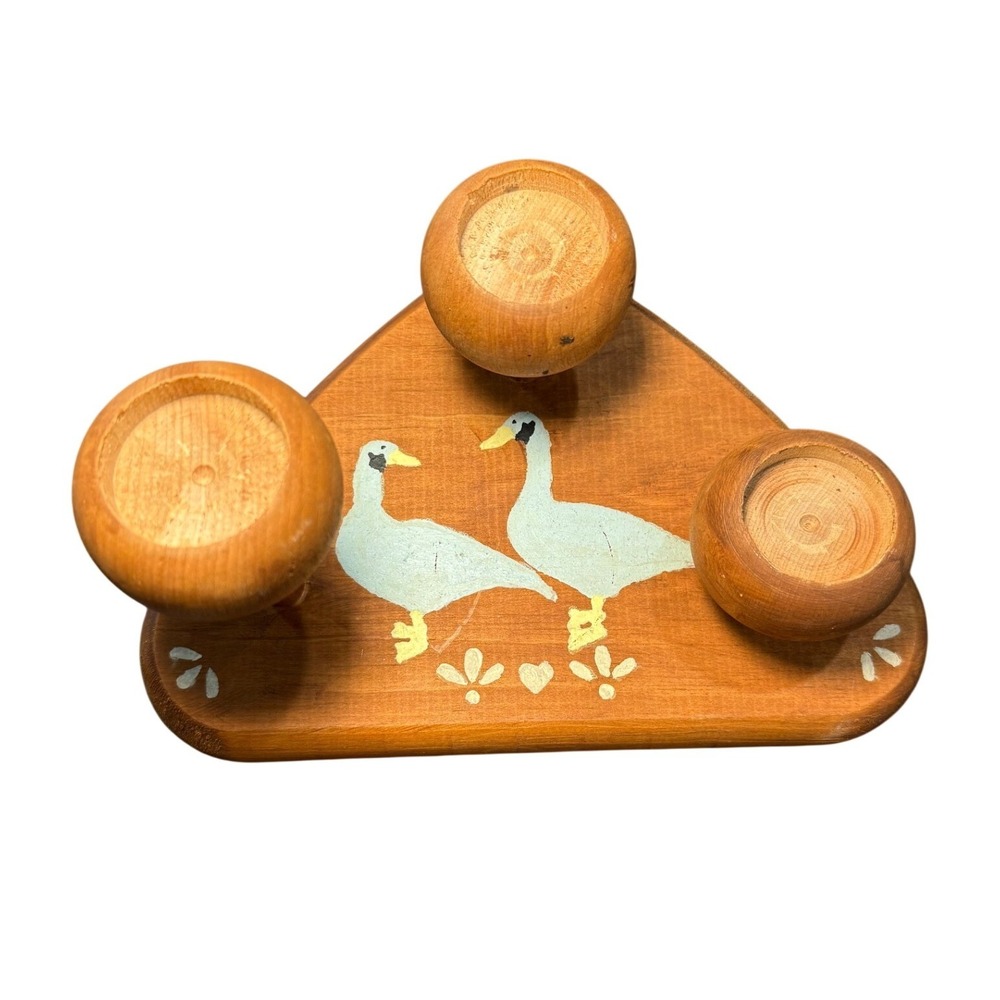 Vintage‎ Wooden Duck Wall Hooks Rack Folk Art Farmhouse Cottage Decor